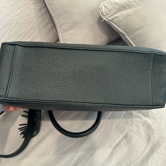 SOLD - Kate Spade Black Pebbled leather satchel with Charm or Bag scarf - Picture 11 of 16